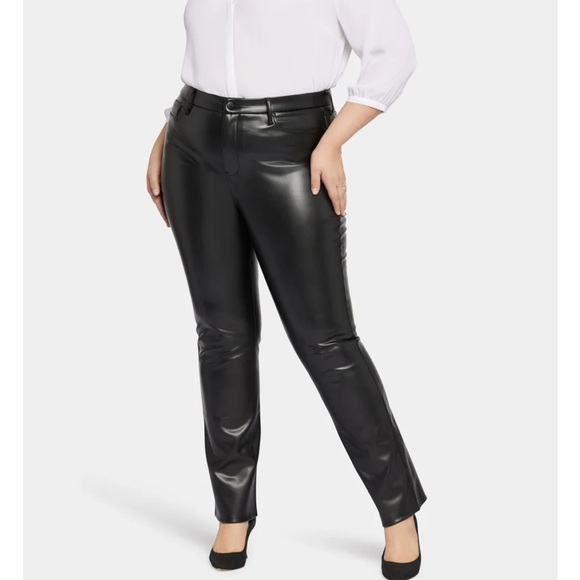 NYDJ Sculpt-Her Faux Leather Marilyn Straight Pants Black Plus Size 18 W Wide I2 - Picture 1 of 11